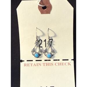 Vintage Sterling Silver 925 Dangle Earrings With Sm Blue Stone